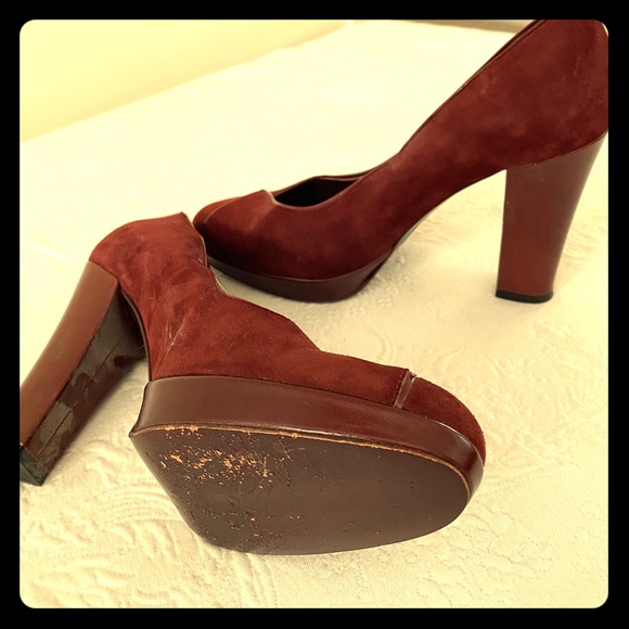 Dkny Shoes - DKNY Burgundy platform closed toed heels size 7.5
